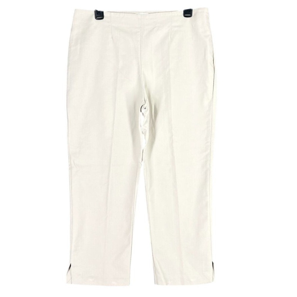 Chicos Womens Crop Pants‎ 12 Large Beige Business Professional Stretch